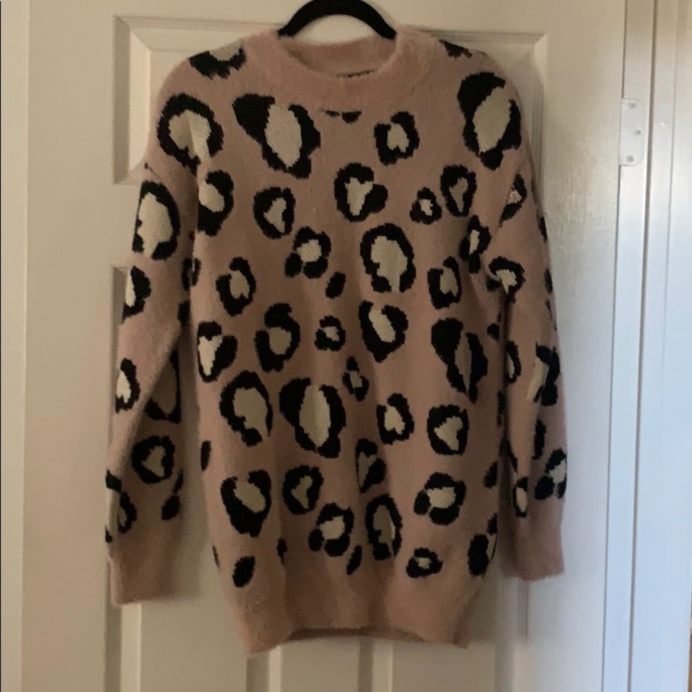 oversized leopard print fuzzy sweater Forever 21